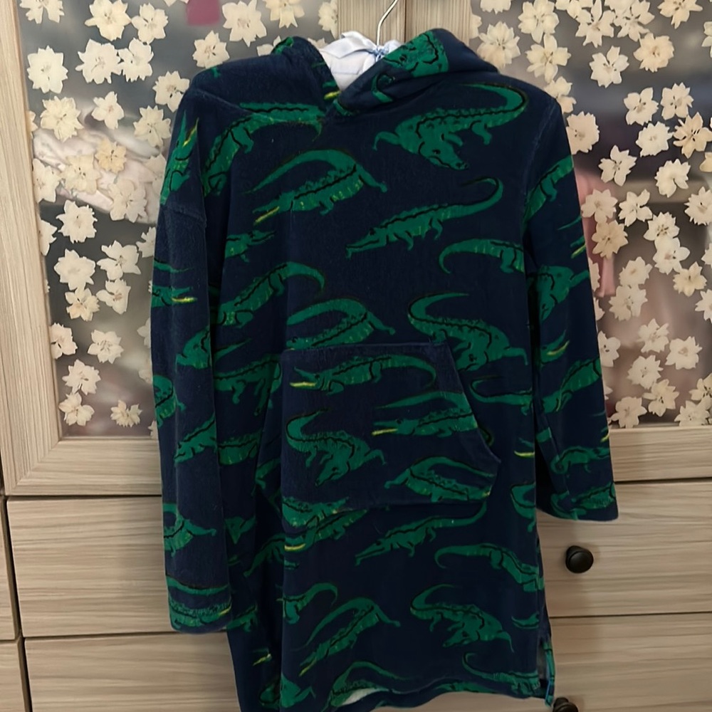 Mini Boden Navy Blue & Green Alligator Print Kids Swim Coverup